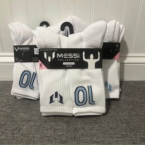 MESSI Collection Mens Cushioned Crew Socks Sz 6-12 Set of 6 White NEW